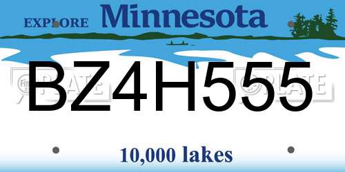 BZ4H555 Minnesota License Plate