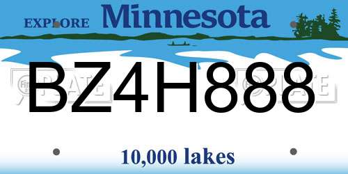 BZ4H888 Minnesota License Plate