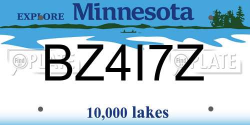 BZ4I7Z Minnesota License Plate