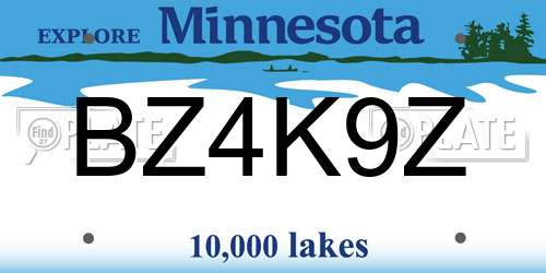 BZ4K9Z Minnesota License Plate
