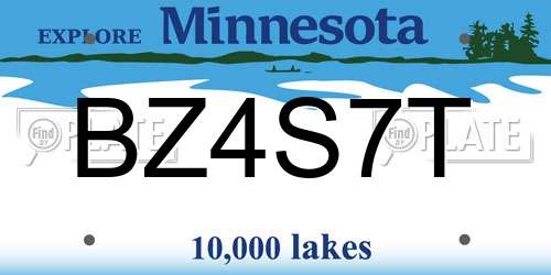 BZ4S7T Minnesota License Plate