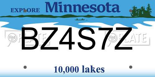 BZ4S7Z Minnesota License Plate