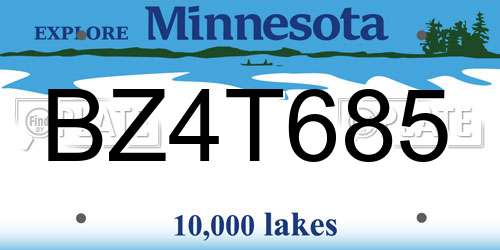 BZ4T685 Minnesota License Plate