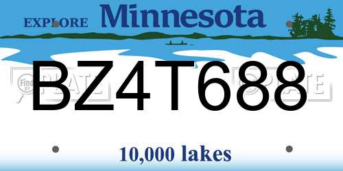 BZ4T688 Minnesota License Plate