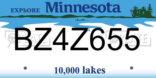 BZ4Z655 Minnesota License Plate
