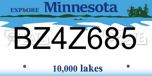 BZ4Z685 Minnesota License Plate