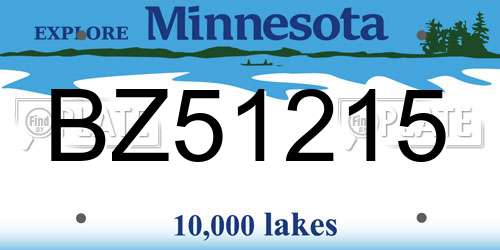 BZ51215 Minnesota License Plate
