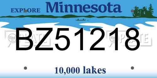 BZ51218 Minnesota License Plate