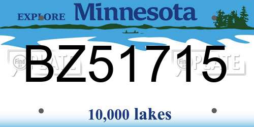 BZ51715 Minnesota License Plate