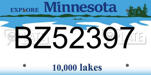 BZ52397 Minnesota License Plate