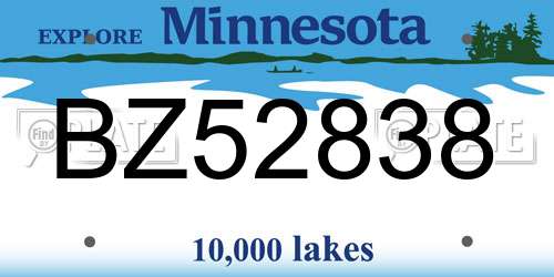 BZ52838 Minnesota License Plate
