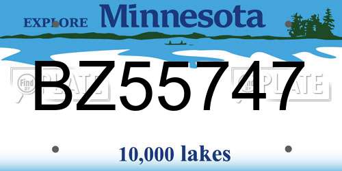 BZ55747 Minnesota License Plate