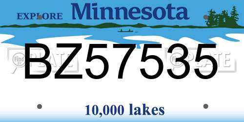 BZ57535 Minnesota License Plate