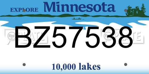 BZ57538 Minnesota License Plate