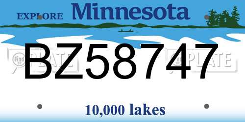 BZ58747 Minnesota License Plate