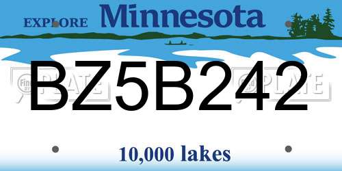 BZ5B242 Minnesota License Plate