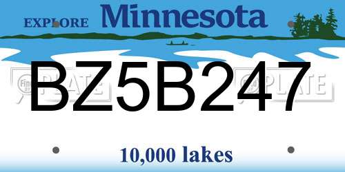 BZ5B247 Minnesota License Plate