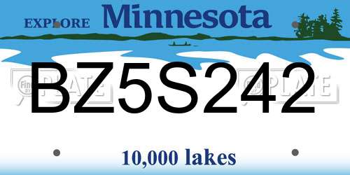 BZ5S242 Minnesota License Plate