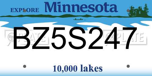 BZ5S247 Minnesota License Plate