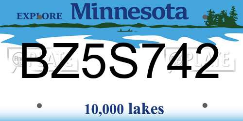 BZ5S742 Minnesota License Plate
