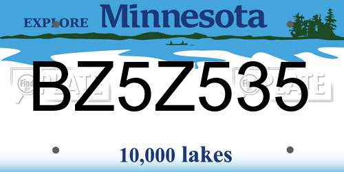 BZ5Z535 Minnesota License Plate