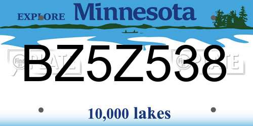 BZ5Z538 Minnesota License Plate