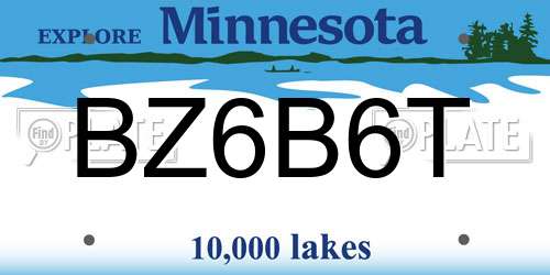 BZ6B6T Minnesota License Plate