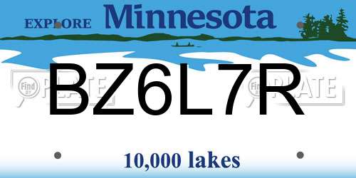 BZ6L7R Minnesota License Plate