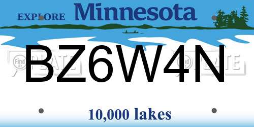 BZ6W4N Minnesota License Plate