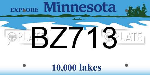 BZ713 Minnesota License Plate