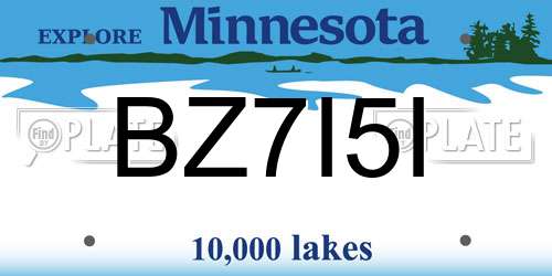 BZ7I5I Minnesota License Plate