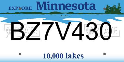 BZ7V430 Minnesota License Plate