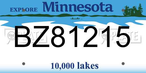 BZ81215 Minnesota License Plate