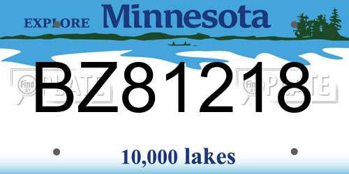 BZ81218 Minnesota License Plate