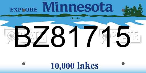 BZ81715 Minnesota License Plate