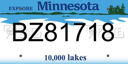 BZ81718 Minnesota License Plate