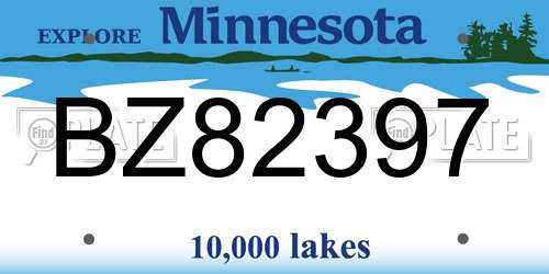 BZ82397 Minnesota License Plate