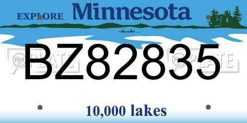 BZ82835 Minnesota License Plate