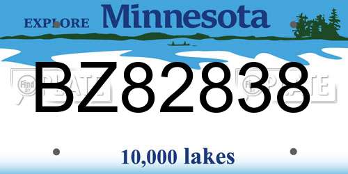 BZ82838 Minnesota License Plate