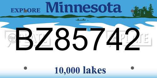BZ85742 Minnesota License Plate