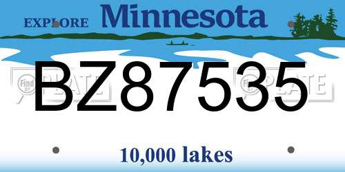 BZ87535 Minnesota License Plate