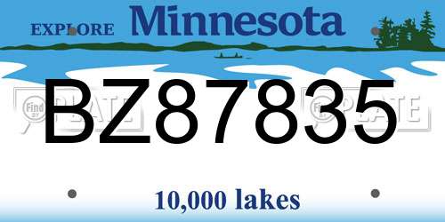 BZ87835 Minnesota License Plate