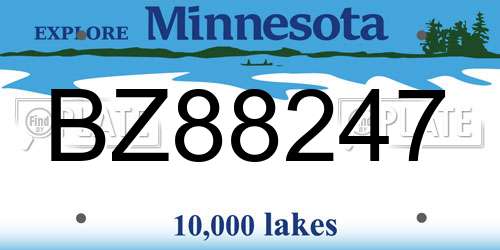 BZ88247 Minnesota License Plate