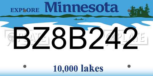 BZ8B242 Minnesota License Plate