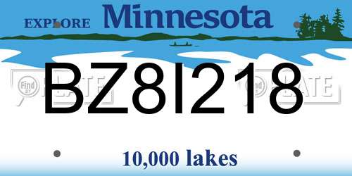 BZ8I218 Minnesota License Plate