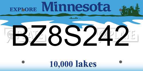 BZ8S242 Minnesota License Plate