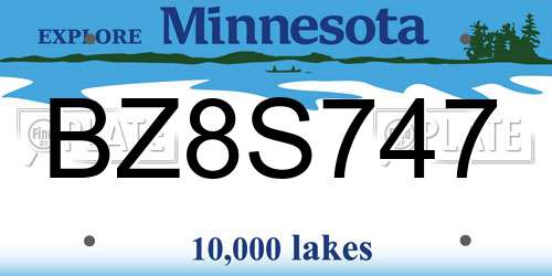 BZ8S747 Minnesota License Plate