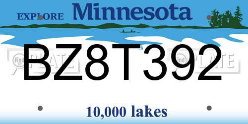 BZ8T392 Minnesota License Plate
