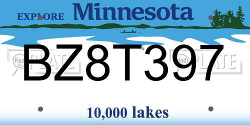BZ8T397 Minnesota License Plate