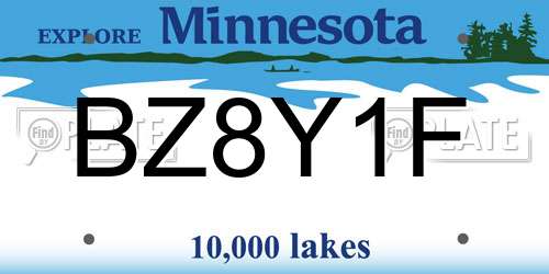 BZ8Y1F Minnesota License Plate